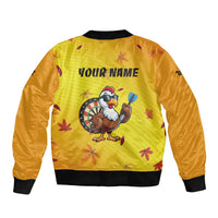 Personalized Funny Turkey Darts Sleeve Zip Bomber Jacket with Sunglasses Dartboard - Wonder Print Shop