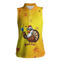 Personalized Funny Turkey Darts Women Sleeveless Polo Shirt with Sunglasses Dartboard - Wonder Print Shop