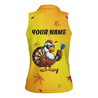 Personalized Funny Turkey Darts Women Sleeveless Polo Shirt with Sunglasses Dartboard - Wonder Print Shop
