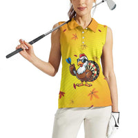 Personalized Funny Turkey Darts Women Sleeveless Polo Shirt with Sunglasses Dartboard - Wonder Print Shop
