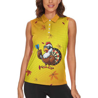 Personalized Funny Turkey Darts Women Sleeveless Polo Shirt with Sunglasses Dartboard - Wonder Print Shop