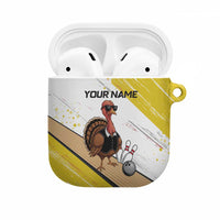 Personalized Funny Turkey Bowling AirPods Case with Cool Sunglasses Pins Yellow and White - Wonder Print Shop