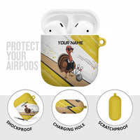 Personalized Funny Turkey Bowling AirPods Case with Cool Sunglasses Pins Yellow and White - Wonder Print Shop