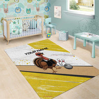 Personalized Funny Turkey Bowling Area Rug with Cool Sunglasses Pins Yellow and White - Wonder Print Shop