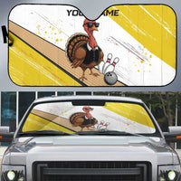 Personalized Funny Turkey Bowling Auto Sun Shade with Cool Sunglasses Pins Yellow and White - Wonder Print Shop