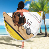 Personalized Funny Turkey Bowling Beach Blanket with Cool Sunglasses Pins Yellow and White - Wonder Print Shop