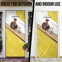 Personalized Funny Turkey Bowling Door Cover with Cool Sunglasses Pins Yellow and White - Wonder Print Shop