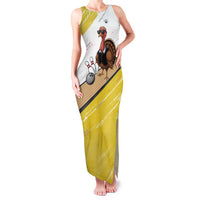Personalized Funny Turkey Bowling Family Matching Tank Maxi Dress and Hawaiian Shirt with Cool Sunglasses Pins Yellow and White - Wonder Print Shop