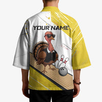 Personalized Funny Turkey Bowling Kimono with Cool Sunglasses Pins Yellow and White - Wonder Print Shop