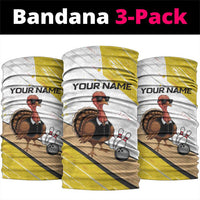 Personalized Funny Turkey Bowling Neck Gaiter with Cool Sunglasses Pins Yellow and White - Wonder Print Shop
