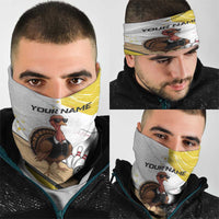 Personalized Funny Turkey Bowling Neck Gaiter with Cool Sunglasses Pins Yellow and White - Wonder Print Shop