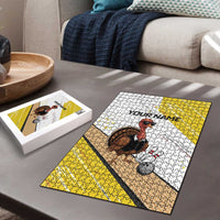 Personalized Funny Turkey Bowling Puzzle with Cool Sunglasses Pins Yellow and White - Wonder Print Shop