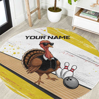 Personalized Funny Turkey Bowling Round Carpet with Cool Sunglasses Pins Yellow and White - Wonder Print Shop