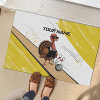 Personalized Funny Turkey Bowling Rubber Doormat with Cool Sunglasses Pins Yellow and White - Wonder Print Shop