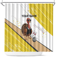 Personalized Funny Turkey Bowling Shower Curtain with Cool Sunglasses Pins Yellow and White - Wonder Print Shop