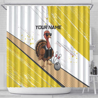Personalized Funny Turkey Bowling Shower Curtain with Cool Sunglasses Pins Yellow and White - Wonder Print Shop
