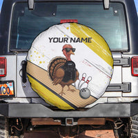 Personalized Funny Turkey Bowling Spare Tire Cover with Cool Sunglasses Pins Yellow and White - Wonder Print Shop