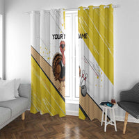 Personalized Funny Turkey Bowling Window Curtain with Cool Sunglasses Pins Yellow and White - Wonder Print Shop