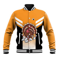 Personalized Funny Turkey Bowling Baseball Jacket with Cartoon Pins Thanksgiving - Wonder Print Shop