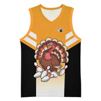 Personalized Funny Turkey Bowling Basketball Jersey with Cartoon Pins Thanksgiving - Wonder Print Shop