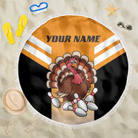Personalized Funny Turkey Bowling Beach Blanket with Cartoon Pins Thanksgiving - Wonder Print Shop