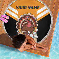 Personalized Funny Turkey Bowling Beach Blanket with Cartoon Pins Thanksgiving - Wonder Print Shop