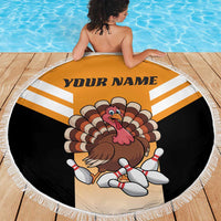 Personalized Funny Turkey Bowling Beach Blanket with Cartoon Pins Thanksgiving - Wonder Print Shop
