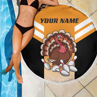 Personalized Funny Turkey Bowling Beach Blanket with Cartoon Pins Thanksgiving - Wonder Print Shop