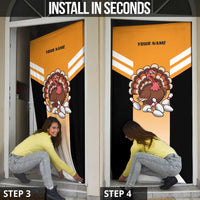 Personalized Funny Turkey Bowling Door Cover with Cartoon Pins Thanksgiving - Wonder Print Shop