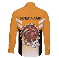 Personalized Funny Turkey Bowling Family Matching Short Sleeve Bodycon Dress and Hawaiian Shirt with Cartoon Pins Thanksgiving - Wonder Print Shop