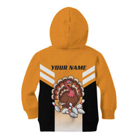Personalized Funny Turkey Bowling Kid Hoodie with Cartoon Pins Thanksgiving - Wonder Print Shop