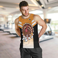 Personalized Funny Turkey Bowling Men Tank Top with Cartoon Pins Thanksgiving - Wonder Print Shop