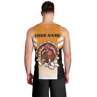 Personalized Funny Turkey Bowling Men Tank Top with Cartoon Pins Thanksgiving - Wonder Print Shop