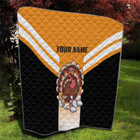 Personalized Funny Turkey Bowling Quilt with Cartoon Pins Thanksgiving - Wonder Print Shop