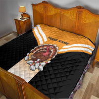 Personalized Funny Turkey Bowling Quilt with Cartoon Pins Thanksgiving - Wonder Print Shop