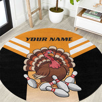 Personalized Funny Turkey Bowling Round Carpet with Cartoon Pins Thanksgiving - Wonder Print Shop