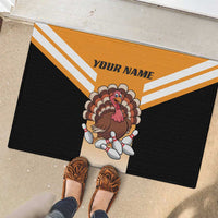 Personalized Funny Turkey Bowling Rubber Doormat with Cartoon Pins Thanksgiving - Wonder Print Shop