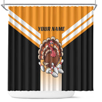 Personalized Funny Turkey Bowling Shower Curtain with Cartoon Pins Thanksgiving - Wonder Print Shop