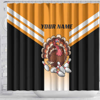 Personalized Funny Turkey Bowling Shower Curtain with Cartoon Pins Thanksgiving - Wonder Print Shop