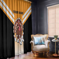 Personalized Funny Turkey Bowling Window Curtain with Cartoon Pins Thanksgiving - Wonder Print Shop