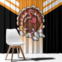 Personalized Funny Turkey Bowling Window Curtain with Cartoon Pins Thanksgiving - Wonder Print Shop