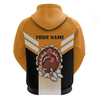 Personalized Funny Turkey Bowling Zip Hoodie with Cartoon Pins Thanksgiving - Wonder Print Shop