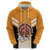 Personalized Funny Turkey Bowling Zip Hoodie with Cartoon Pins Thanksgiving - Wonder Print Shop