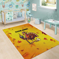 Personalized Funny Turkey Billiards Area Rug with Pool Cue and Balls Thanksgiving Design - Wonder Print Shop
