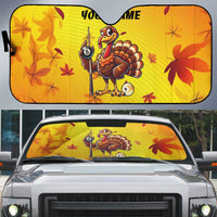 Personalized Funny Turkey Billiards Auto Sun Shade with Pool Cue and Balls Thanksgiving Design - Wonder Print Shop