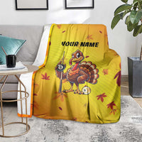Personalized Funny Turkey Billiards Blanket with Pool Cue and Balls Thanksgiving Design - Wonder Print Shop