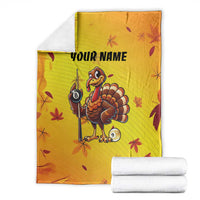 Personalized Funny Turkey Billiards Blanket with Pool Cue and Balls Thanksgiving Design - Wonder Print Shop
