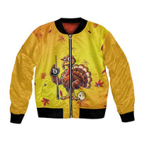 Personalized Funny Turkey Billiards Bomber Jacket with Pool Cue and Balls Thanksgiving Design - Wonder Print Shop