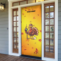 Personalized Funny Turkey Billiards Door Cover with Pool Cue and Balls Thanksgiving Design - Wonder Print Shop