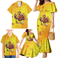 Personalized Funny Turkey Billiards Family Matching Mermaid Dress and Hawaiian Shirt with Pool Cue and Balls Thanksgiving Design - Wonder Print Shop